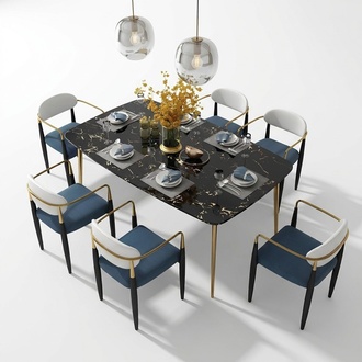 Moderner Edelstahl Tisch Esstisch Stein Optik Tische Ess Zimmer 140x80cm