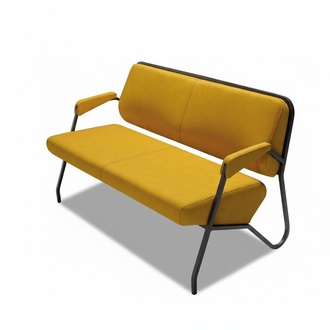 Moderner Gelber Zweisitzer Wohnzimmer Designer Ledercouch 2-Sitzer MÃ¶bel