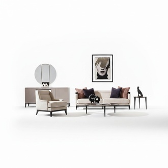 Moderner weiÃer Wohnzimmer 2-teiliges Set aus Textil und Holz