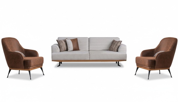 Modernes 3tlg Wohnzimmergarnitur Dreisitzer-Sofa und Sessel fÃ¼r Wohnzimmer