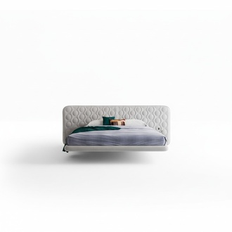 Modernes Bett WeiÃ Polster Kreis Quilted Design Minimalistisch Schlafzimmer