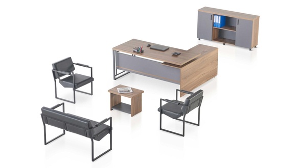 Modernes BÃ¼roset Designer Ecktisch Kommode 2-Sitzer 2x Sessel Couchtisch