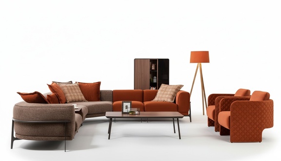 Modernes Ecksofa L-Form Couch Stoffsofas Edelstahl WohnzimmermÃ¶bel Neu