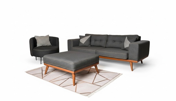 Modernes Ecksofa Mit Sessel Wohnzimmergarnitur Luxus EinrichtungsmÃ¶bel 3+1