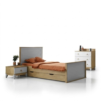 Modernes Einzelbett mit Nachttisch & Stauraum Stilvolles Design fÃ¼r Schlafzimmer