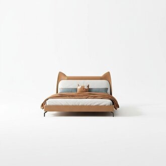 Modernes Hotel Leder Stoff Doppelbett 160x200cm Designer Bett Doppel