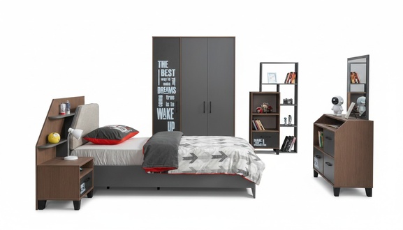 Kinderzimmer Set Kinderbett Nachttisch Kommode Kleiderschrank Buecherregal