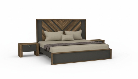 Modernes Polsterbett Bett Betten Bettgestell Doppelbett 180x200 Grau Ehebett