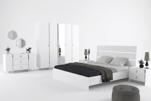 Modernes Schlafzimmer Kombination Einrichtung Ausstattung Bett Kommode 6tlg.