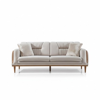 Modernes WeiÃes Luxus Sofa Dreisitzer Wohnzimmer Couch 3-Sitzer Holz