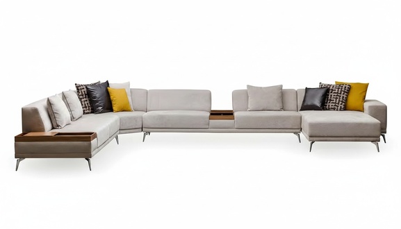 Modernes weiÃes Stoff-Ecksofa aus Holz fÃ¼r eleganten Wohnstil