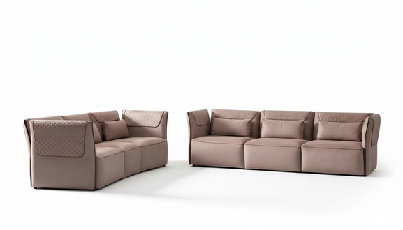 Modernes Wohnzimmer Set aus Textil in Beige