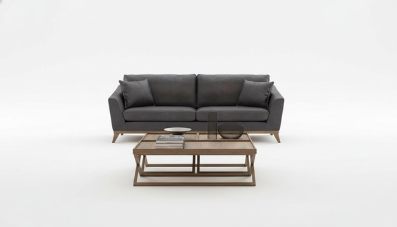 Modernes Wohnzimmer-Set Graues Sofa Couchtische Luxus HolzmÃ¶bel 4tlg
