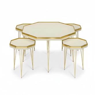 Modernes Wohnzimmer-Set WeiÃ MDF Edelstahl elegant