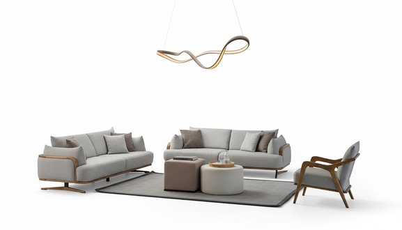 MÃ¶bel Wohnzimmer Helles Farbe Set 2x 3-Sitzer Sofas und Sessel 3tlg.