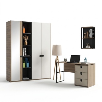 MÃ¶belset Platzsparend Kleiderschrank Schreibtisch Modernes Design Wohnen Stil