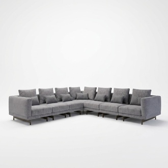 Neu Komplett MÃ¶bel Ecksofa L-Form Textil Wohnzimmer Holz Couchtisch