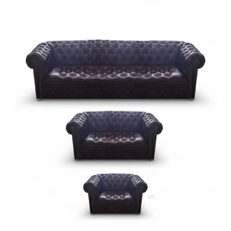 Neu Leder Komplett 3tlg Sofagarnitur Wohnzimmer Luxus PolstermÃ¶bel