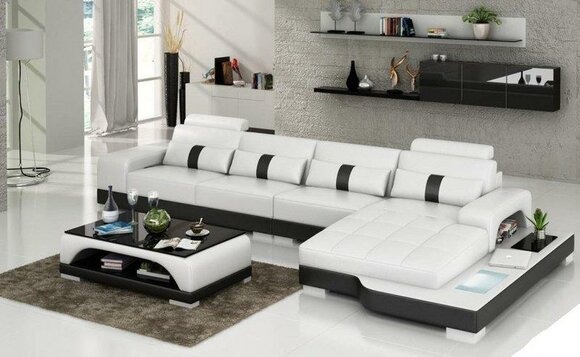 Leder L Form Wohnlandschaft Couch Big XXL Sofa Polster Ecke Garnitur Neuer W/S