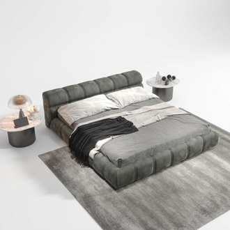 Niedriges Graues Schlafzimmer Bett Designer Doppelbett Moderner Stil