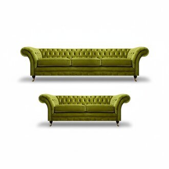 OlivengrÃ¼ne Chesterfield Sofagarnitur Wohnzimmer Komplette Textil MÃ¶bel