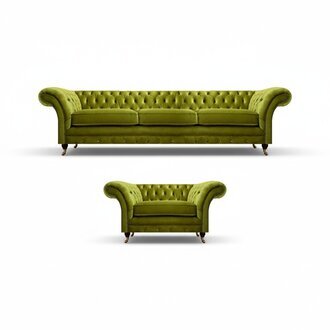 OlivengrÃ¼nes Chesterfield Stoffsofa LuxuriÃ¶ser Wohnzimmer Textil Sessel
