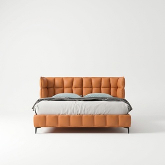 Oranges Doppelbett Schlafzimmer MÃ¶bel Textilbetten Holzgestell Stilvoll