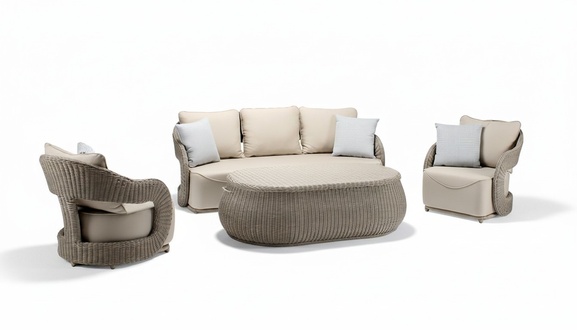 Outdoor RattanmÃ¶bel GartenmÃ¶bel Sitzgarnitur TerrassenmÃ¶bel BalkonmÃ¶bel 4tlg.