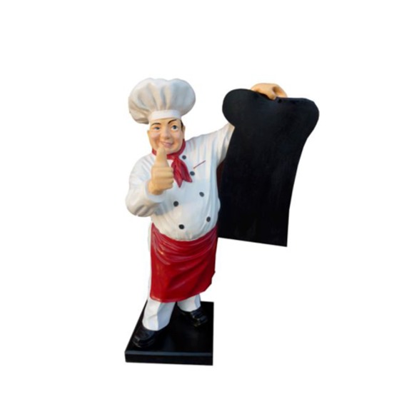 Werbe Tafel Koch Figur Statue Skulptur Werbefigur MenÃ¼tafel