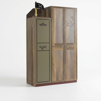 Pirat Holzschrank Luxus Kleiderschrank Schrank Kinder Holz Braun 3 TÃ¼r