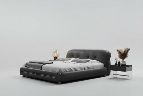 Polsterbett Schwarz Modernes Design Komfort Schlafen Stilvolle Luxusbett Bett