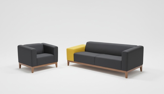 PolstermÃ¶bel Graue Sofagarnitur Dreisitzer Sessel Set Arbeitszimmer Set 3+1