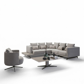 PolstermÃ¶bel Ecksofa L-Form Wohnzimmer Grau Sofa Couch Couchtisch