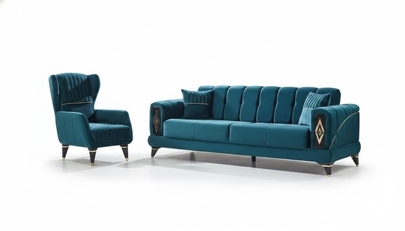 PolstermÃ¶bel Sofagarnitur 2tlg Wohnzimmer Sofa 3 Sitzer mit Sessel GrÃ¼n