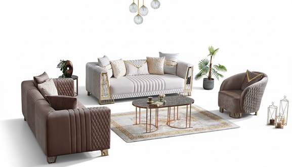 Premium MÃ¶bel Wohnzimmer set 3+3+1 Sofagarnitur 2x Sofas Sessel