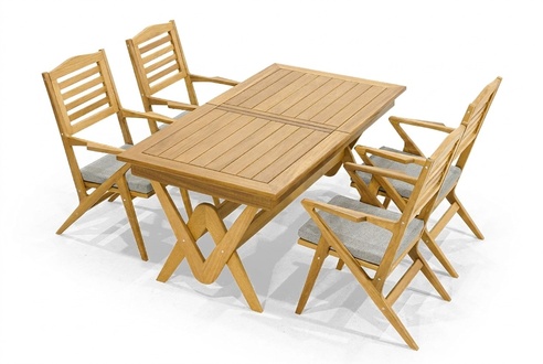 Robuste Garten Garnitur Essgarnitur 4x HolzstÃ¼hle Designer Esstisch 5tlg