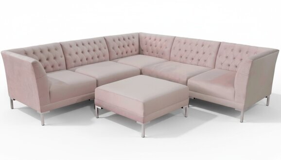 Rosa Ecksofa Hocker Chesterfield Sofas MÃ¶bel xxl Big Textill Stoff Sofas 2tlg