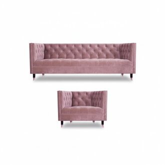 Rosa Komplett Sofa Dreisitze Couch Design Sessel Modern MÃ¶bel Chesterfield