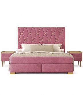 Rosa Schlafzimmer Doppelbett Designer 2x Nachttische 3-teilige Garnitur