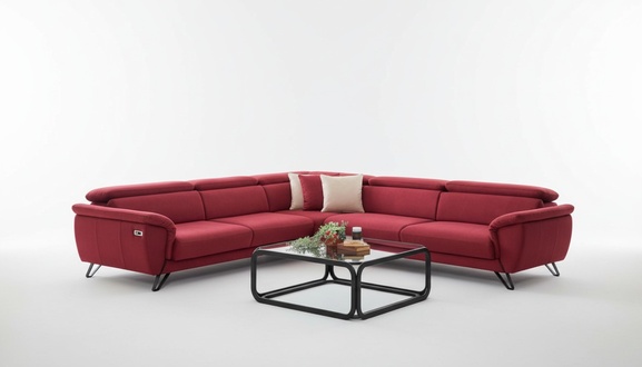 Rotes L-Form Ecksofa Luxus Wohnlandschaft PolstermÃ¶bel Wohnzimmer