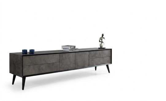 RTV Lowboard TV StÃ¤nder Wohnzimmer Grau Holz Sideboard Tisch Modern