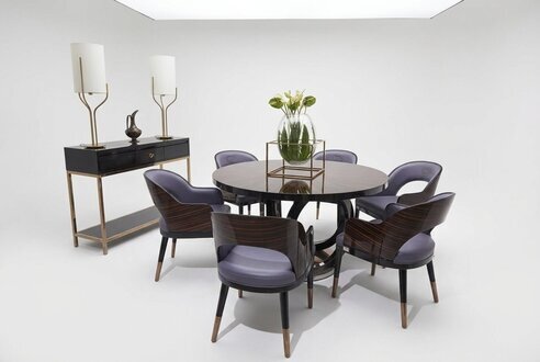 Rund Tisch Ess Zimmer Holz Runde Tische Designer Original Holz 6 Stuhl