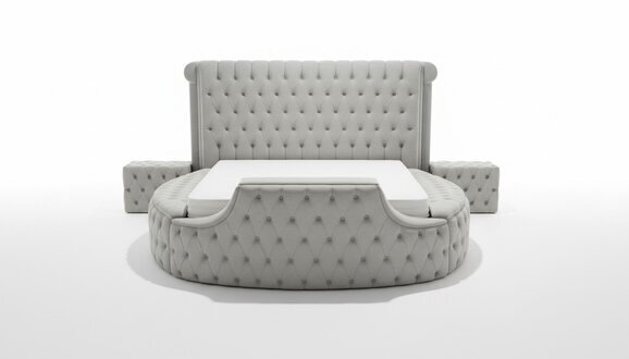 Rundes Bett Moderne Design Luxus Polster Rund Betten Stoff Chesterfield Bett Neu