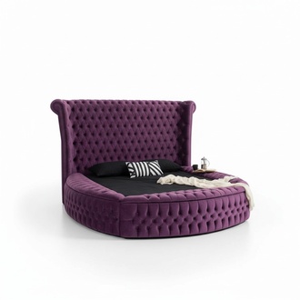 Rundes Chesterfield Bett Lila Betten MÃ¶bel Samt Textil Hotel Einrichtung Doppel