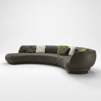 Rundsofa Eckcouch 6 Sitzer Couch Sofa Leder Luxus MÃ¶bel Wohnzimmer Rund Grau