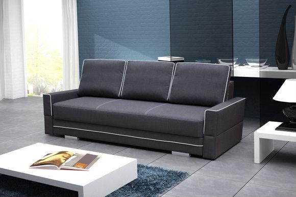 Schlafsofa Klappcouch 3-Sitzer Schlaffunktion + Bettkasten Couch Schwarz Sofa