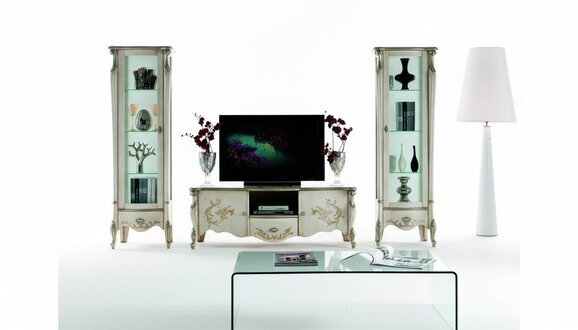 Schicke Set Garnitur 3tlg Rtv mit 2x Vitrine Italienische MÃ¶bel Klassische Stil