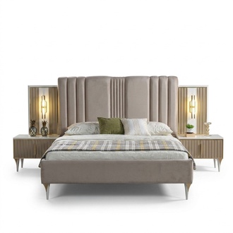 Schlafzimmer 3tlg. Bett + Nachttische MÃ¶bel Set elegant