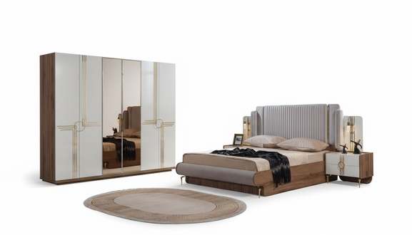 Schlafzimmer Bett 2x Nachttisch Kleiderschrank 4tlg.Komplett Set