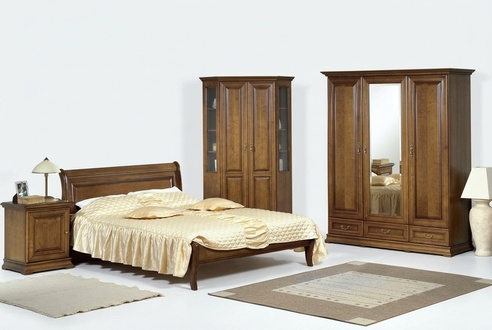 Schlafzimmer Bett 2x Nachttische Stilvoller Klassisches Kleiderschrank Set 5tlg